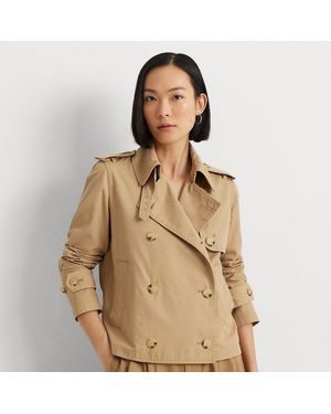 Ralph Lauren Short Double-breasted Twill Trench Coat - Natural