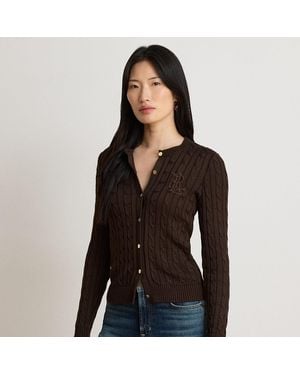 Ralph Lauren Cable-Knit Cotton-Blend Cardigan - Black