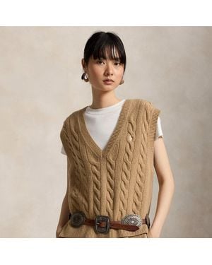 Polo Ralph Lauren Kabelgebreide Wollen-Kasjmier Spencer - Naturel