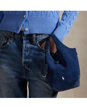 Polo Ralph Lauren Kleine Wildleder-Tragetasche Polo Play - Blau