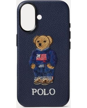 Ralph Lauren Polo Bear Leather Iphone 17 Case - Blue