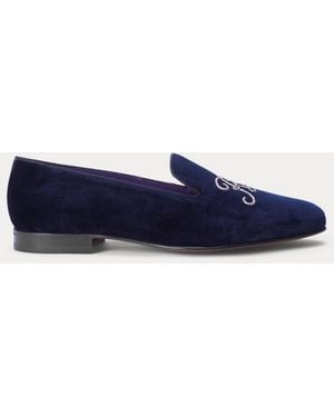 Ralph Lauren Alonzo Bullion Velvet Slipper - Blue