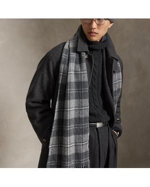 Ralph Lauren Plaid Wool-Cashmere Scarf - Black