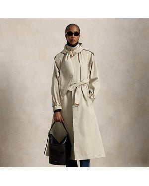 Polo Ralph Lauren Buckled-Scarf Hooded Trench Coat - Natural