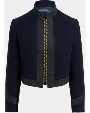 Polo Ralph Lauren Embellished Cropped Cotton Jacket - Blue