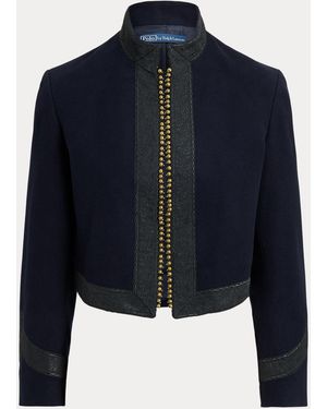 Ralph Lauren Embellished Cropped Cotton Jacket - Blue
