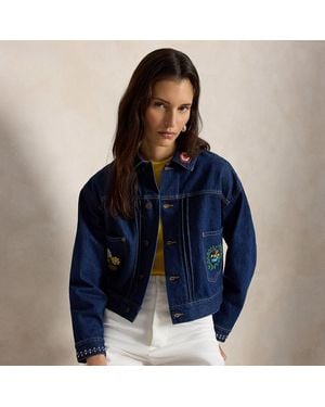 Polo Ralph Lauren Beaded Denim Trucker Jacket - Blue