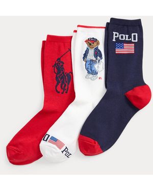 Polo Ralph Lauren Polo Bear Crew Sock 3-Pack Gift Set - Red