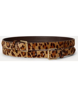 Ralph Lauren Brede Kalfsharen Riem Met Dubbele Gesp - Bruin
