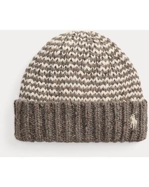 Polo Ralph Lauren Gestreepte Beanie Van Wolmix - Grijs