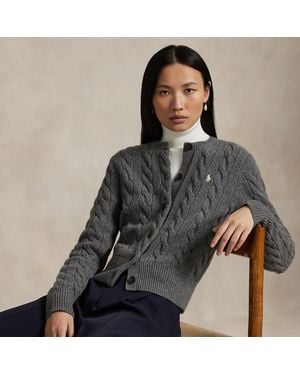 Polo Ralph Lauren Cable-Knit Wool-Cashmere Cardigan - Grey