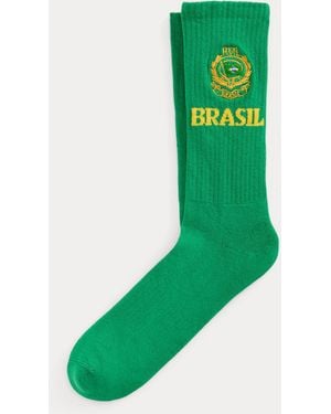 Polo Ralph Lauren Brasil Cotton-Blend Crew Socks - Green