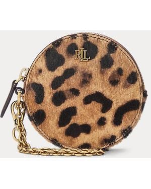 Ralph Lauren Leopard-print Haircalf Small Round Pouch - Brown