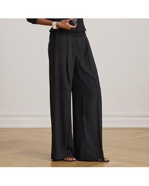 Ralph Lauren Pantalón De Georgette De Pernera Ancha - Negro