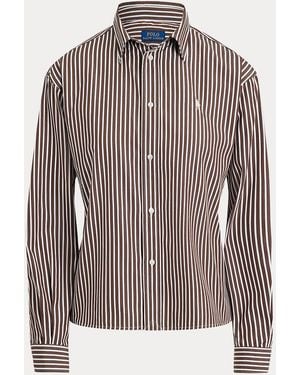 Polo Ralph Lauren Cropped Boxy Fit Cotton Shirt - Brown