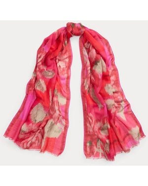 Ralph Lauren Floral Checked Wrap Scarf - Red