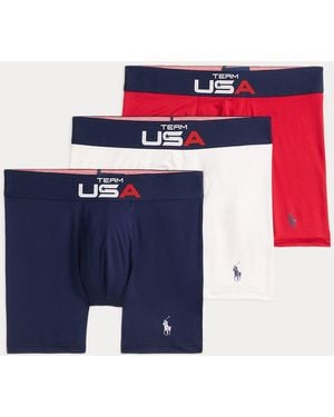 Ralph Lauren Team Usa Microfiber Boxer Brief 3-Pack - Blue