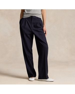 Ralph Lauren Bacall Stretch-Wool Faille Pant - Blue