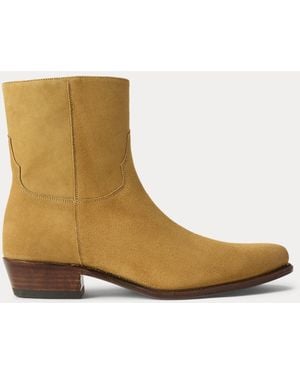 Polo Ralph Lauren Calfskin Suede Western Boot - Natural