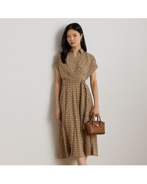 Ralph Lauren Petite - Abito in crêpe con stampa geometrica - Neutro