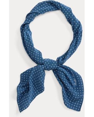 Ralph Lauren Neat-Print Silk Neckerchief - Blue