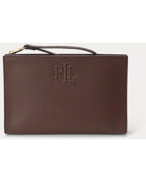 Ralph Lauren Pebbled Leather Large Adley Pouch - Brown
