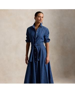 Polo Ralph Lauren Chambray Tie-Waist Shirt Dress - Blue