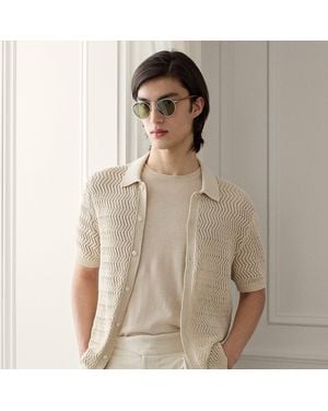 Ralph Lauren Textured Cotton Short-Sleeve Cardigan - Natural