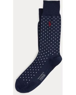 Ralph Lauren Polka-Dot Wool-Blend Dress Socks - Blue