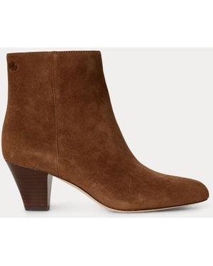 Ralph Lauren Emersyn Suede Bootie Heel - Brown