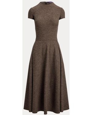 Ralph Lauren Margaret Tick-Weave Jersey Day Dress - Brown