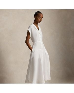 Ralph Lauren Linen Cap-Sleeve Shirtdress - Natural