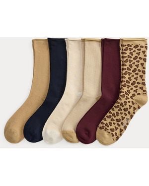 Ralph Lauren Patterned Roll-Top Sock 6-Pack - Multicolor