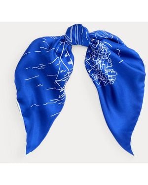 Ralph Lauren Ralph Lauren Landscape-Print Silk Square Scarf - Metallic