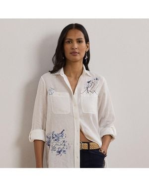 Ralph Lauren Camicia stampata Relaxed-Fit - Bianco