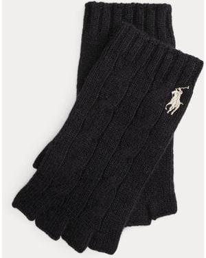 Ralph Lauren Cable Wool-Cashmere Fingerless Gloves - Black