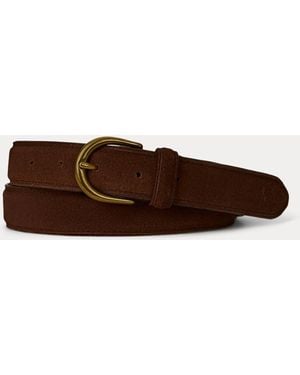 Ralph Lauren Brass-Buckle Suede Belt - Brown