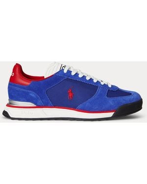 Ralph Lauren Varick Sneaker Van Suède En Oxford - Blauw