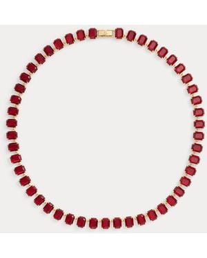Ralph Lauren Plated Stone Tennis Necklace - Red