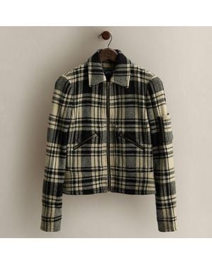 Ralph Lauren C. 2008 Plaid Wool Zip Jacket - Gray