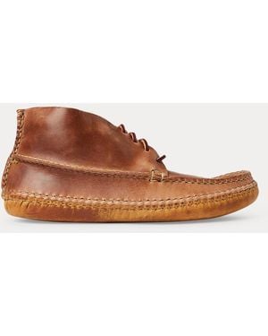 RRL Leather Chukka-style Moccasin Boot - Brown