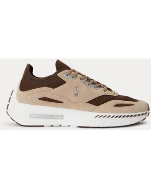 Ralph Lauren Boerum Suede-Paneled Knit Trainer - Natural