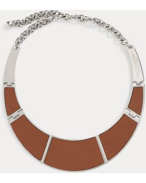 Ralph Lauren Inset-Wood Plaque Necklace - Brown