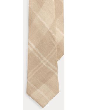 Ralph Lauren Plaid Cashmere-Silk Tie - Natural