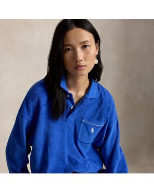 Polo Ralph Lauren Terry Long-Sleeve Polo Shirt - Blue