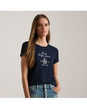 Ralph Lauren Petite - Maglietta in jersey con stemma ricamato - Blu