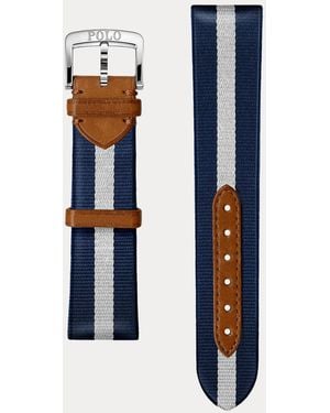 Polo Ralph Lauren Bracelet De Montre En Soie Rayée - Bleu