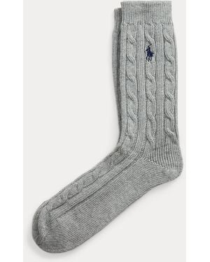 Polo Ralph Lauren Cable-Knit Crew Socks - Grey