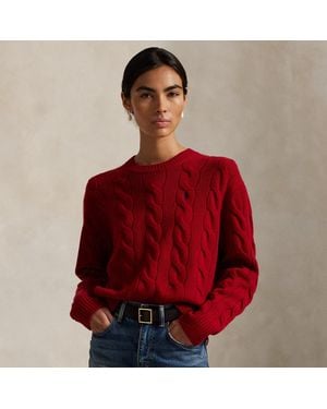 Polo Ralph Lauren Woll-Kaschmir-Pullover Mit Zopfmuster - Rot
