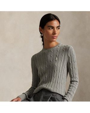 Polo Ralph Lauren Pull Torsadé À Col Rond En Coton - Gris